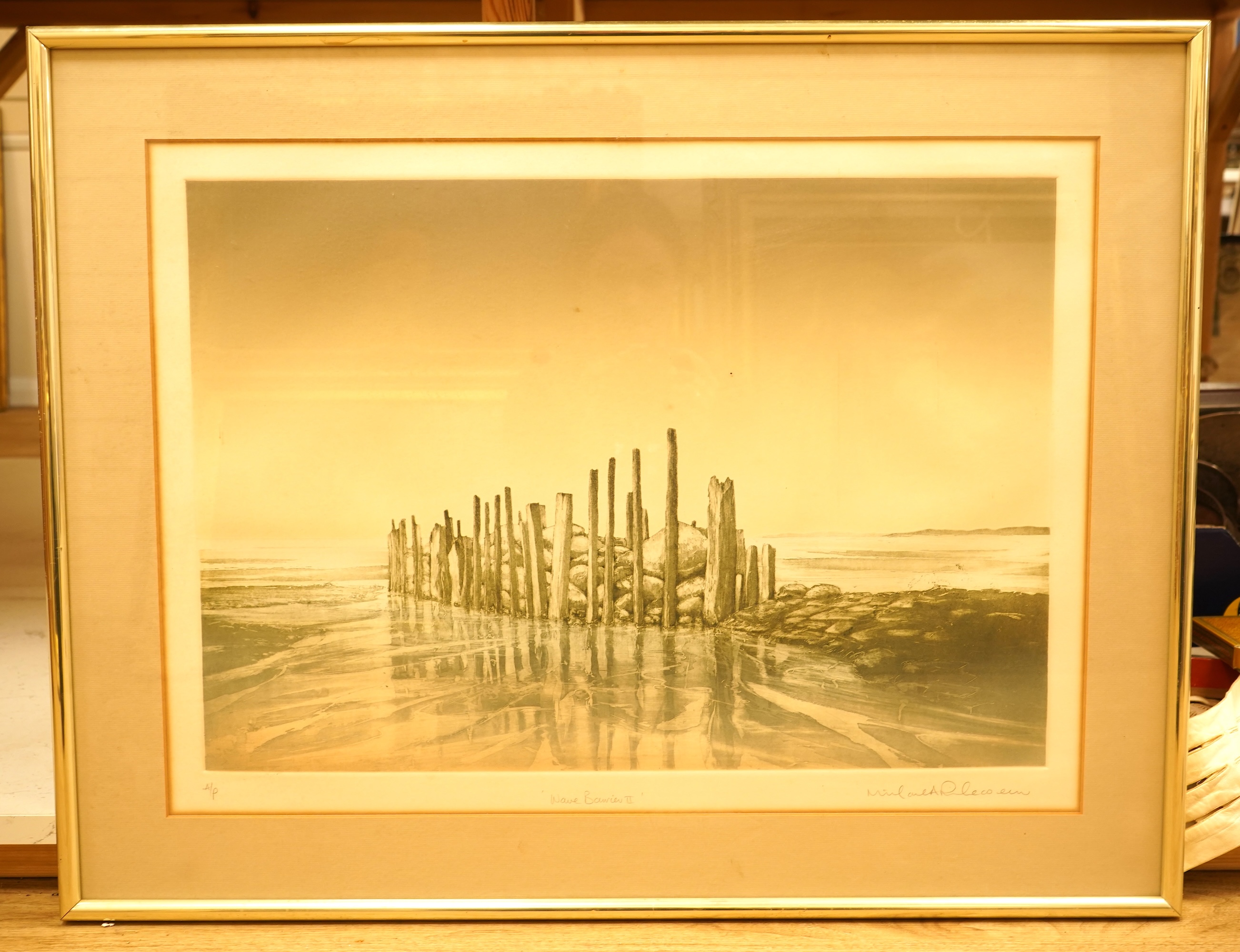 Michael Richecoeur (b. 1946), ‘Wave Barrier II’, signed in pencil, Artists Proof etching, 45 x 62cm, Provenance: The Tanyards Collection, East Sussex